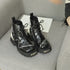 Wire Design Lace-up Boots